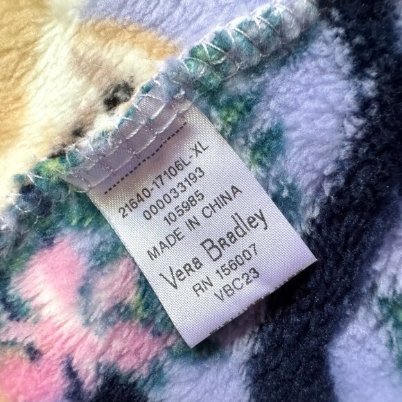 Vera Bradley Plush Robe Hanging Around Sloth Print Purple Green Floral L XL - Picture 4 of 5